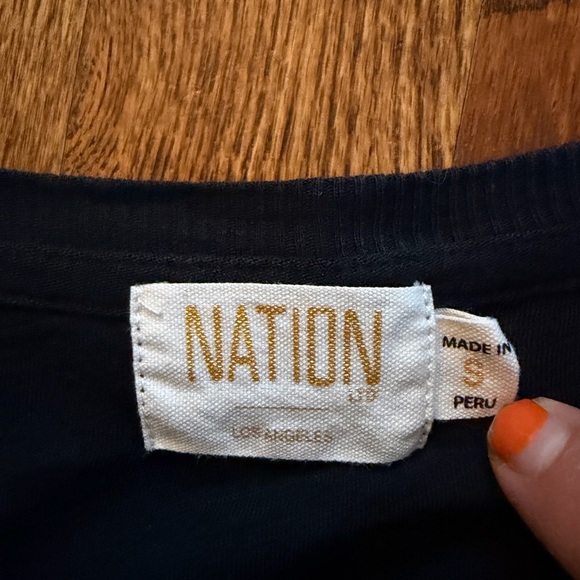 Nation LTD 100% Pima Cotton V-Neck Lilith Long Sleeve Black Top - Small - Picture 3 of 7